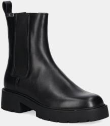 Calvin Klein Jeans bőr bokacsizma COMBAT MID CHELSEA BOOT HW LTH fekete, platformos, YW0YW01869 - fekete Női 38