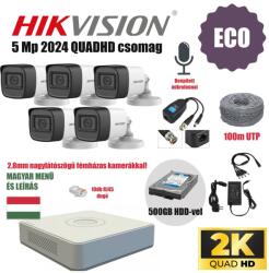 Hikvision szereld magad 5MP ECO TurboHD csomag 5 kamerával, minden tartozékkal