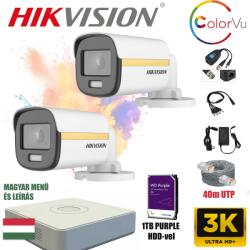  Hikvision ColorVu MAX szereld magad 5MP TurboHD csomag 2 kamerával, minden tartozékkal