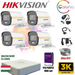  Hikvision ColorVu MAX szereld magad 5MP TurboHD csomag 4 kamerával, minden tartozékkal