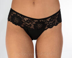 Lemila EXTRA méretű női FÉLTANGA pamut csipke-derékkal Fekete, 2XL 63766