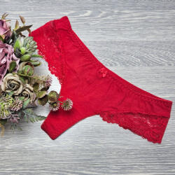 Lemila Női féltanga pamut csipke díszítéssel extra méret Piros, 4XL 69783