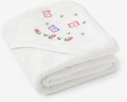 Goldea gyermek frottír fördőlepedő csuklyás - pillangók fehéren 100 x 100 cm