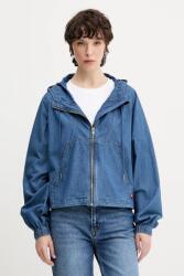 Tommy Jeans pamut kabát sötétkék, átmeneti, oversize, DW0DW21064 - sötétkék M