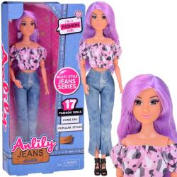 Anlily divatbaba hosszú pasztell hajjal, farmerben, 32 cm (21321)