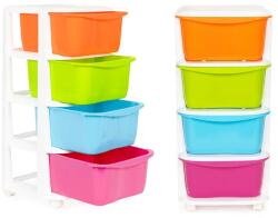 ModernHOME Guruló műanyag tároló polc 4 színes fiókkal, 77×35, 5×36 cm (PJJCBS0012-04B)