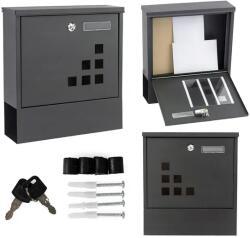 ModernHOME Anthracit galvanizált acél postaláda újságtartóval, falra/kerítésre szerelhető (HPB2210K-GS)