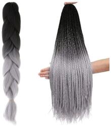 Soulima Szintetikus ombre hajfonat, fekete-szürke, 60 cm, hőálló (00010345)