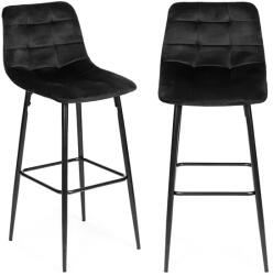 ModernHome Fekete bársony bárszék, fém vázzal, 77 cm ülésmagasság, lábvédő talppal (PJJBS0017)