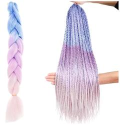 Soulima Szintetikus ombre hajfonat csillámos szálakkal, 60 cm, navy-lila-rózsaszín (00023577)