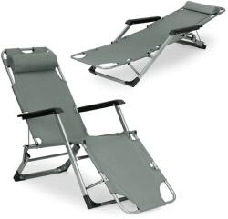 MultiGarden Összecsukható 2-az-1-ben kerti-strand szürke napozóágy 150 kg-ig MultiGarden (ZRL010F GRAY)