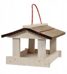 WOODOK Fa madáretető függesztett, 24×21×17 cm, kétoldalas tetővel (90345)