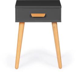 ModernHOME Szürke modern éjjeliszekrény és dohányzóasztal, fenyő láb, fiókkal (WYJ-085 GRAY)