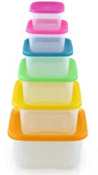 Herzberg Cooking 6-részes négyzetes ételtároló doboz szett, BPA-mentes, mikró- és fagyasztóálló (HG-SFS6N1)