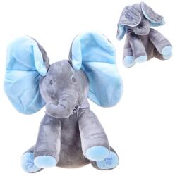 Jokomisiada Interaktív éneklő plüss elefánt kukucsjátékkal, 33, 5 cm, AA elemes (14860)