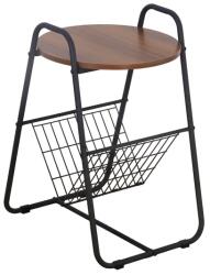 ModernHOME Loft éjjeliszekrény/dohányzóasztal, fém váz, MDF lap, újságtartó, 39, 5×47×64 cm (YLT-1203)