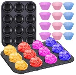 Ruhhy Teflonos muffin sütőtepsi 35×26 cm, 12 szilikon formával (00017212)