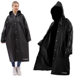 Trizand Unisex fekete EVA hosszú esőkabát kapucnival, patentos, 145×70 cm (00021840)