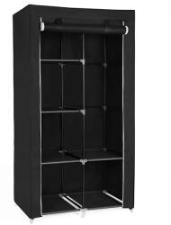 MSY Összeszerelhető textil ruhásszekrény 6 polccal, fekete, 110×45×175 cm (HG-8010BLK)