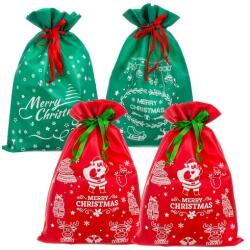 Ruhhy 4 db újrahasználható karácsonyi ajándéktasak, 45×29, 5 cm, piros-zöld (00024961)