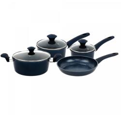 Herzberg Herzberg 7 részes márvány bevonatú öntöttvas edénykészlet, kék (HG-04685BLU)