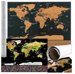 Malatec Világtérkép kaparós poszter zászlókkal 82x59 cm ajándékhengerrel (00023443)