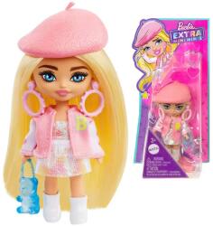 Mattel Barbie Extra Mini Minis divatbaba, 8, 5 cm, rózsaszín beret, kiegészítőkkel (20859)