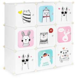 ModernHOME Gyerek moduláris tárolószekrény 9 polccal, mesefigurás ajtókkal, 109x109x37 cm (PJJCBS0009-09B)