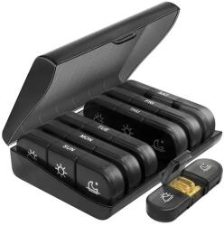 Ruhhy Heti gyógyszeradagoló 7 napra, 3 rekesz/nap, fekete, 15, 5×12×4 cm (00024287)