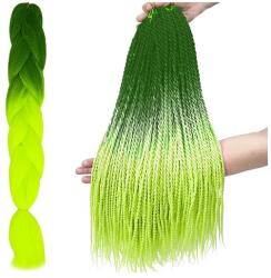  Ombre neon zöld szintetikus hajfonat, 60 cm (00010344)