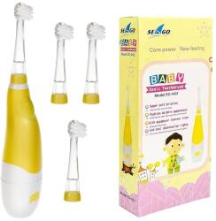 SEAGO Gyerek szónikus fogkefe SEAGO SG-902, sárga, 4 pótfej, AAA elemes (85310)