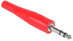 Lechpol 6, 3 mm sztereó jack dugó, piros gumiházas, forrasztható (69946)