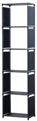 Herzberg 5 rétegű multifunkciós könyv- és tárolóállvány 42x26x153 cm fekete (HG-03336)