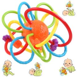 Hola Szenzoros szilikon rágóka-csörgő labda babáknak, 11×12, 5 cm (15981)