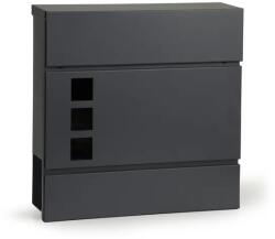 ModernHOME Horganyzott acél levélszekrény újságtartóval, antracit, falra/kerítésre (HPB932-8)