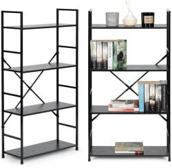 ModernHome Loft stílusú 4 polcos könyvespolc, MDF/fém, 113 cm, fekete (CWJ6024112LG BLACK)