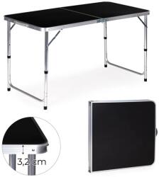 MultiGarden Összecsukható kempingasztal fekete, 120×60 cm, állítható 60/70 cm (GMFC-FY12060 BLACK)
