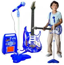  Gyerek elektromos gitár erősítővel, mikrofonnal és LED fényekkel, kék (00022409)