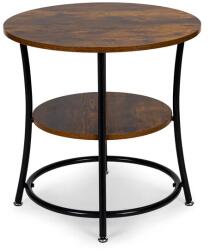 ModernHOME Kerek loft dohányzóasztal, rusztikus tölgy, fém vázzal, 55 cm (CT065)