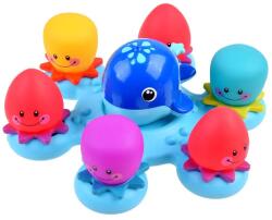 Jokomisiada Bálna és polip fürdőjáték szett úszó szigettel, 8 részes, 25×25 cm (15489)