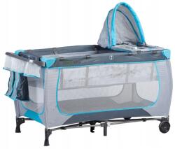 ECOTOYS utazóágy pelenkázóasztallal, szúnyoghálóval, kerekekkel, 125 x 65 x 73 cm, szürke-ezüst szín (626A)