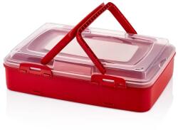 Herzberg Cooking Herzberg egyszintes süteményszállító doboz, 42×30×11 cm, piros (HG-L719RED)