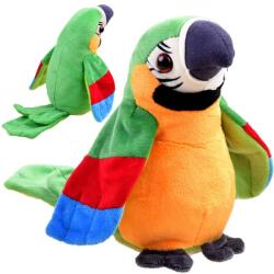 Jokomisiada Interaktív beszélő plüss papagáj, hangutánzó, 17×21×16 cm, AAA (17416)