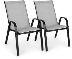 MultiGarden 2 db világosszürke, egymásra rakható kerti szék porszórt acél vázzal (SC-092KD LIGHT GRAY)