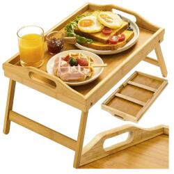 Ruhhy Összecsukható XL bambusz reggeliző- és laptopasztal ágyba, 50×30 cm (00025052)