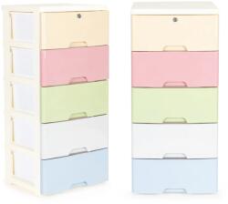ModernHOME 5 fiókos univerzális tároló szekrény, 83 x 32 x 38 cm, többszínű/fehér (PJJCBS0022-05A)