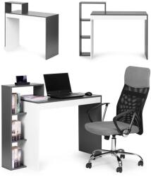 ModernHOME Fehér-szürke íróasztal 4 polccal, 110x40x92 cm (CHDK07-DG)