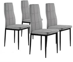 ModernHOME 4 db modern szürke kárpitozott étkezőszék készlet, magas háttámlával, acéllábbal (DC860-4 LIGHT GREY)