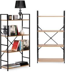 ModernHome Loft stílusú, 4 szintes, széles MDF/fém könyvespolc, 113 cm (CWJ6024112LG WILD OA)
