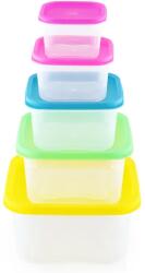 Herzberg Cooking 5 részes négyszögletes ételtároló szett, BPA-mentes, mikró- és fagyasztóbarát (HG-SFS5N1)